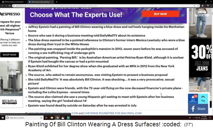 Artikel ber Bill
                  Clinton auf einem Bild mit blauem Kleid und roten High
                  Heels im Oval Office (Regierungssitz), Details