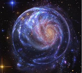 La Vía Láctea se organiza en
                            espirales [2], y cuando la Tierra pasa a
                            través de un brazo así, llega a la era del
                            hielo.