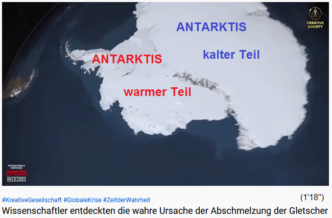 Die Antarktis ist geologisch geteilt,
                    Sicht von oben