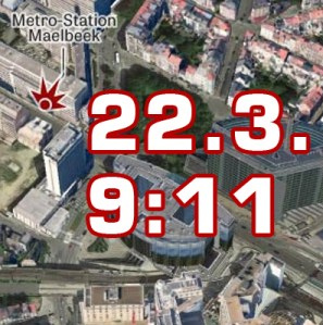 Der Bombenanschlag auf die
                                  U-Bahn-Station Maelbeek in Brssel vom
                                  22.3.2016 um 9:11 Uhr [3] - beides
                                  sind klare Codes der kriminellen
                                  Satanisten der angelschsischen
                                  Polit-Sekte
                                  "Skull&Bones". Auf
                                  Englisch liest man den 22. Mrz als
                                  22-3, den 11. September als 9-11