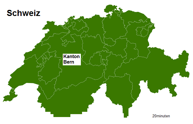 Karte der Schweiz mit dem Kanton Bern