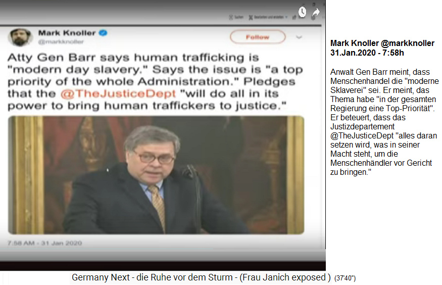 Generalstaatsanwalt Barr: Kinderhändler
                        werden vor Gericht landen, 31.1.2020