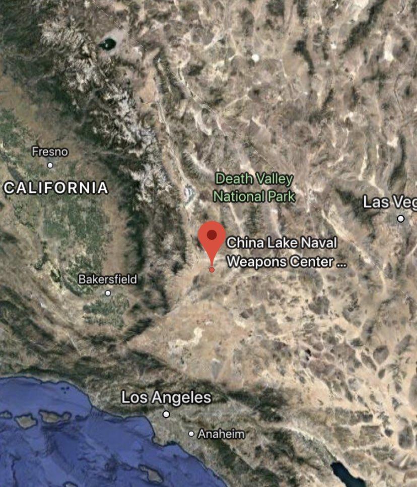 Kalifornien mit Los Angeles,
                                    Fresno und der Basis "China
                                    Lake", Satellitenfoto