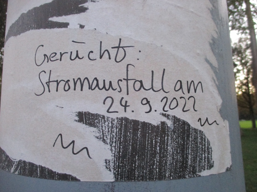 Gerücht 19.9.2022:
                  Stromausfall am 24.9.2022 - Graffito in Basel