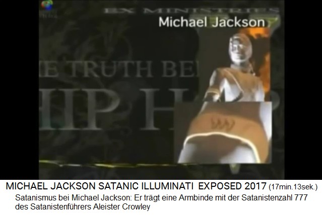 Satanismus bei Michael Jackson: Er trgt eine
                Armbinde mit der Satanistenzahl 777 des Satanisten
                Aleister Crowley