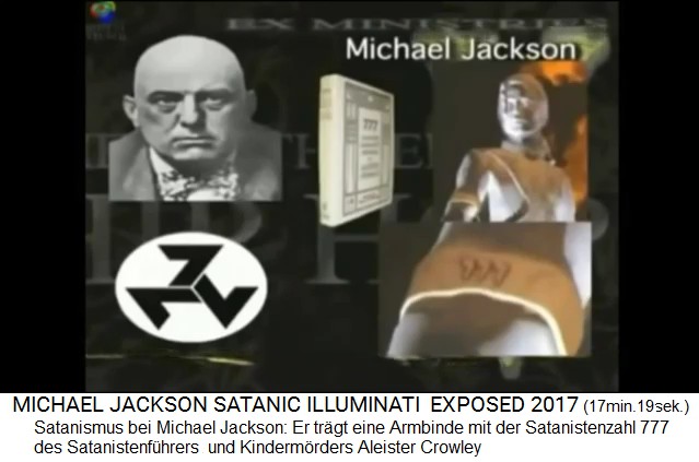 Satanismus bei Michael Jackson: Er trgt eine
                Armbinde mit der Satanistenzahl 777 des
                Satanistenfhrers und Kindermrders Aleister Crowley