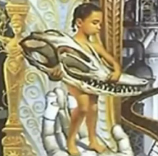 Cover des Albums "Dangerous"
                            von 1991: Kinderopfer mit Reptilienschdel